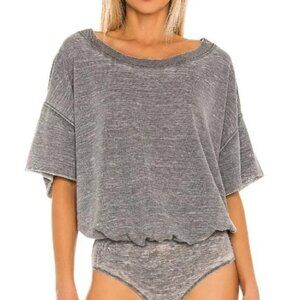 Free People Cozy Girl Bodysuit in Washed Grey